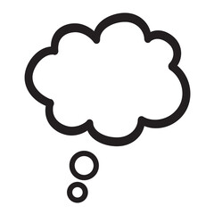 Think bubble isolated on white background. Trendy think bubble in flat style. Modern template for social network and label. Creative thought balloon. Think cloud line, vector illustration