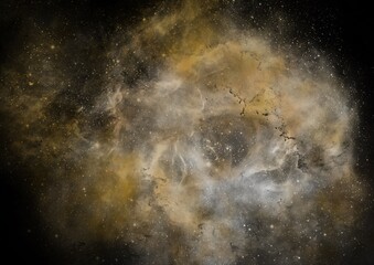 background with space - illustration of a yellow nebula with white and black - galaxy background © Soaps