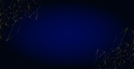 vector abstract background with triangles. flat image of dark blue postcard with golden lines