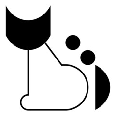 Minimalistic Cute Cat. Black And White Modern Poster. Abstract Wall Art. Digital Art Of Interior Decoration For Print