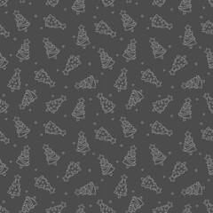 Christmas tree. Festive print. Seamless vector pattern (background). 