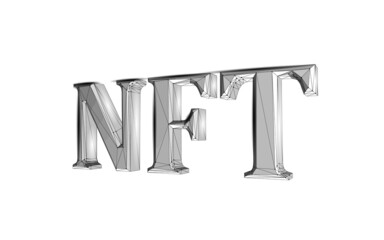 3D NFT Non Fungible unique cryptocurrency. Blockchain art crypto security code.Data stored digital photo object certificate ownership.Technology vector illustration