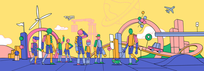 Personaggi fantastici che vivono in un mondo tecnologico e surreale © Hurca!