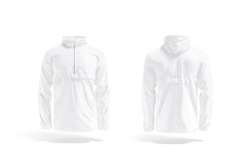 Blank white windbreaker mockup, front and back view © Alexandr Bognat