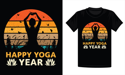 Happy Yoga Year, Vector Graphic, greeting cards, invitations, messages, mug, t-shirt design.