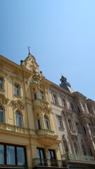 Close up to building architecture of Zagreb, Croatia
