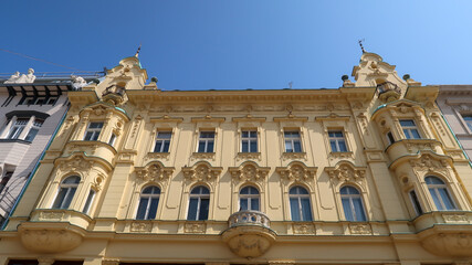 Fototapeta na wymiar Close up to building architecture of Zagreb, Croatia