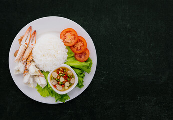 Steamed crabs with rice favorite seafood