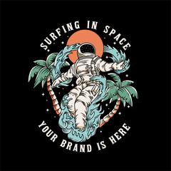 vintage surfing astronaut at the summer party