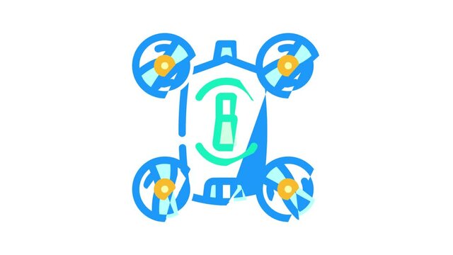 copter robot animated color icon copter robot sign. isolated on white background