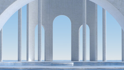 Obraz premium Advanced background High end scenario concrete wall 3D rendering booth