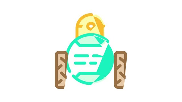 child robot animated color icon child robot sign. isolated on white background