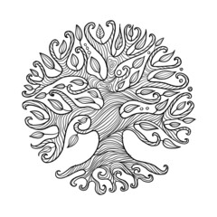 Art tree with roots for your design