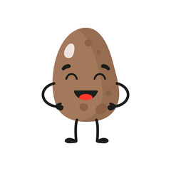 Vector cartoon cheerful cute potato character.