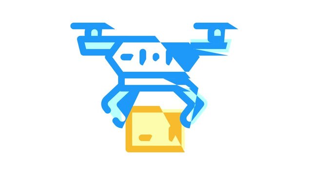 drone delivery robot animated color icon drone delivery robot sign. isolated on white background
