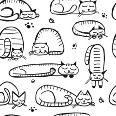 Sleeping cats, seamless pattern for your design