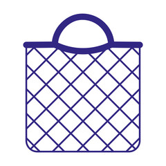 Vector cartoon blue empty grocery string bag or turtle mesh bag