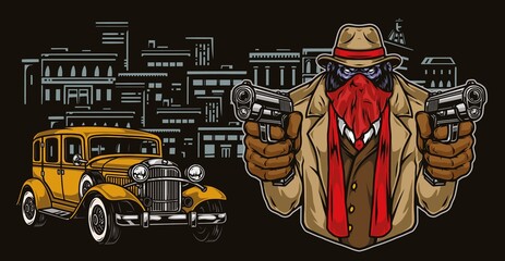 Mafia vintage colorful concept