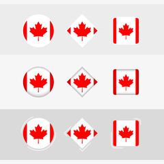 Canada flag icons set, vector flag of Canada.