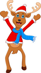 cartoon cute deer on white background