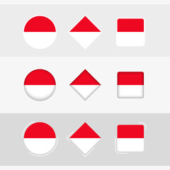 Indonesia flag icons set, vector flag of Indonesia.