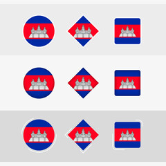 Cambodia flag icons set, vector flag of Cambodia.