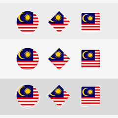 Malaysia flag icons set, vector flag of Malaysia.