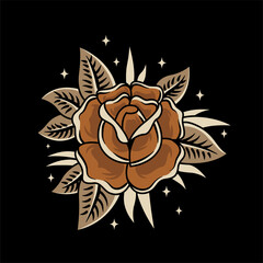 vintage old roses tattoo illustration