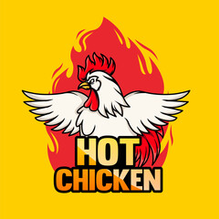 chicken logo cartoon vector illustration