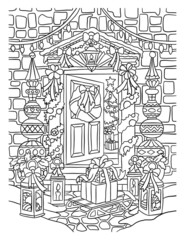 drawing of a house Christmas colouring book 