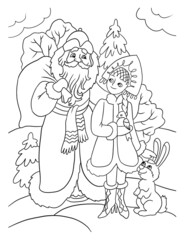 santa claus and their children colouring book 