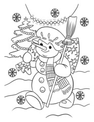christmas card with snowman colouring book 