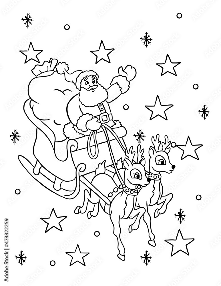 Wall mural santa claus and reindeer colouring book