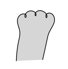 Silhouette of abstract color paws as line drawing on white. Vector