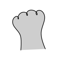 Silhouette of abstract color paws as line drawing on white. Vector