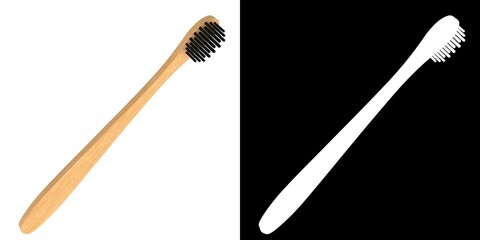 3D rendering illustration of a bamboo toothbrush
