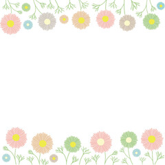 Fototapeta na wymiar Frame of pastel colored flowers and leaves. Copy space. 