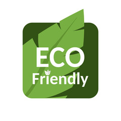 Eco friendly vector icon. Green leaf. Organic and vegan product mark. Ecological life.