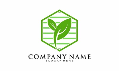 Simple leaf polygon vector logo