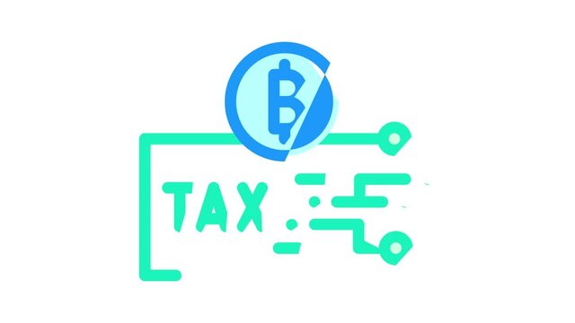 cryptocurrency tax animated color icon cryptocurrency tax sign. isolated on white background