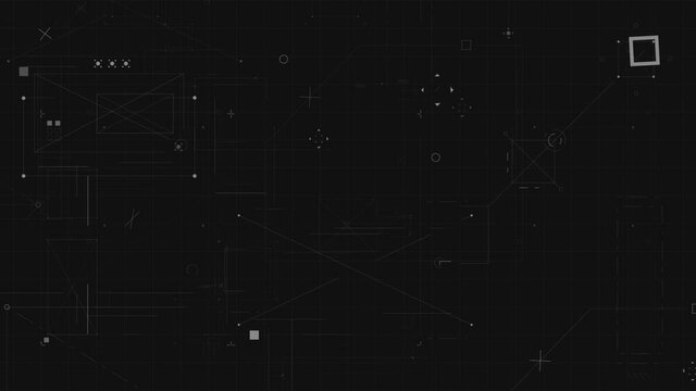 HUD abstract background. Blinking and switching indicators of command center computer,processing data,AI.

