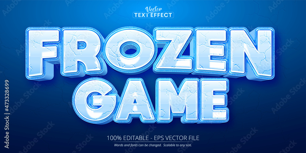 Wall mural Ice text effect, editable frozen game and cartoon text style