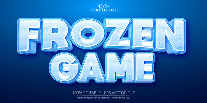 Ice text effect, editable frozen game and cartoon text style