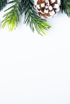 Winter Holiday themed background image on white. Christmas and New Year message on social media, email and cards. Vertical banner, story and posts. 