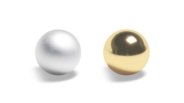 Blank gloss silver and gold ball mockup, looped rotation