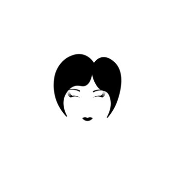 illustration of women short hair style icon, logo women face on white background, vector EPS 10