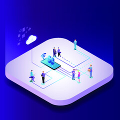 Isometric Illustration related with 5G networking service 