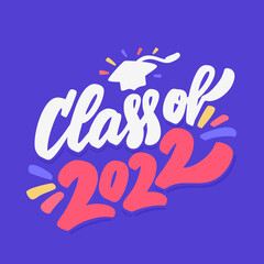 Class of 2022. Vector handwritten lettering banner.