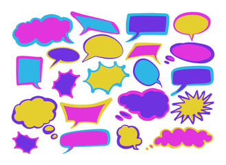 Set of hand spray graffiti speech bubbles frame. design elements background