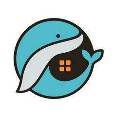 dolphin house logo vector icon
